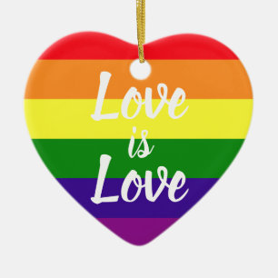 Adorno De Cerámica El amor es el amor Arcoíris Corazón Navidad