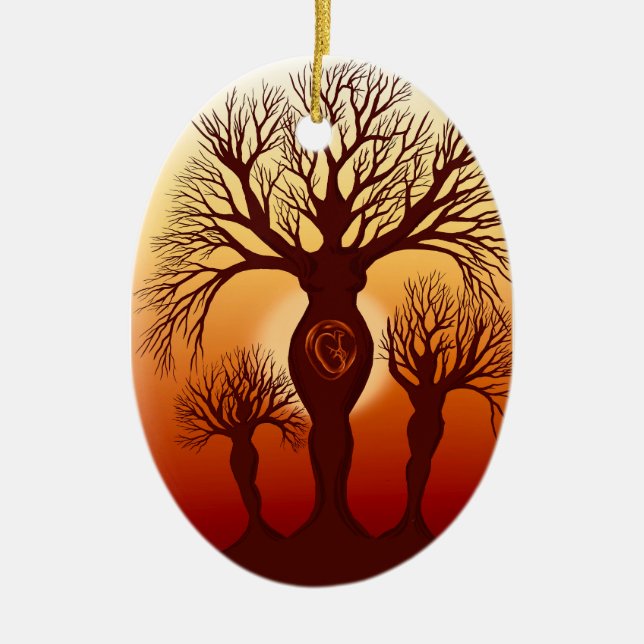 Adorno De Cerámica El árbol de la maternidad (Frente)