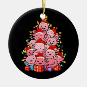 Adorno De Cerámica El árbol de Navidad de Kawaii Axolotl Axolotl Paja