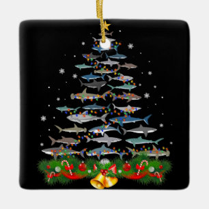 Adorno De Cerámica El árbol de navidad del tiburón tiburón ama los