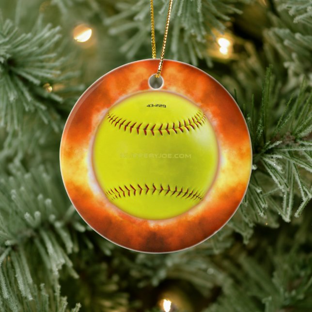 Adorno De Cerámica El artístico Softball de SlipperyJoe incendiando r (Árbol)