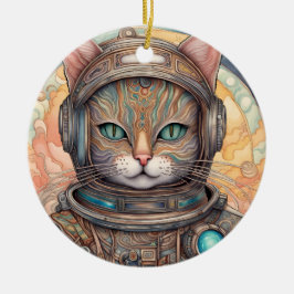 Adorno De Cerámica El astronauta del gato detalla el arte del anime