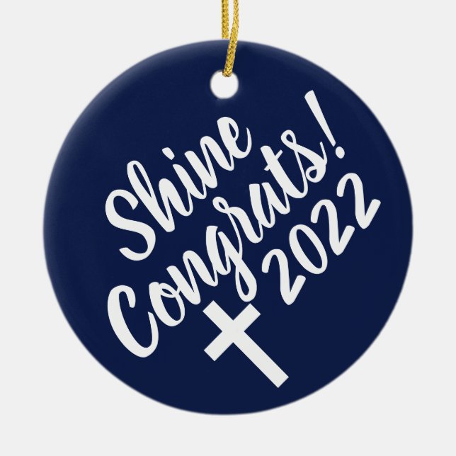 Adorno De Cerámica El azul oscuro felicita la biblia de graduación Ve (Frente)