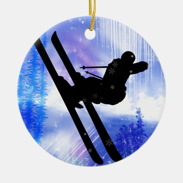 Adorno De Cerámica El azul y el blanco salpica (Frente)