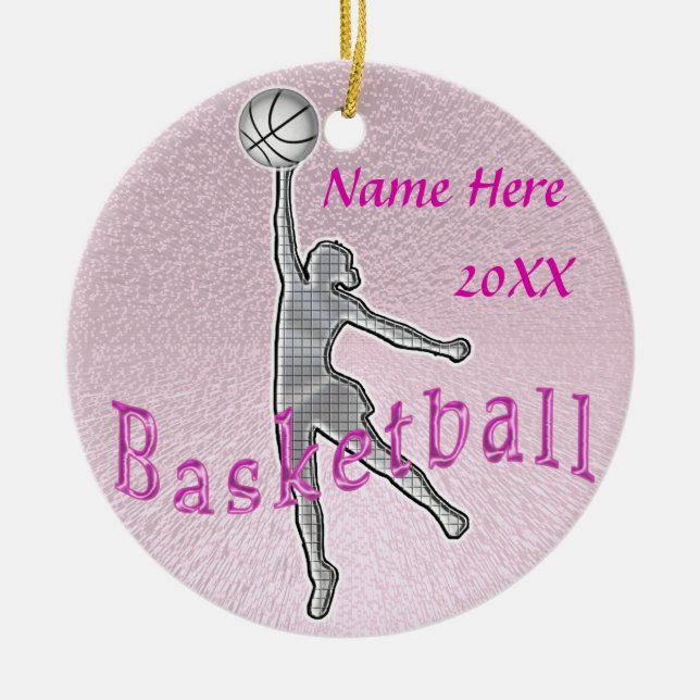 Adorno De Cerámica El baloncesto personalizado adorna AÑO y NOMBRE (Frente)