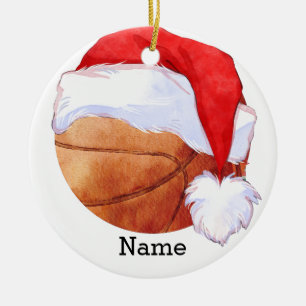 Adorno De Cerámica El baloncesto Santa Claus está jugando con Navidad