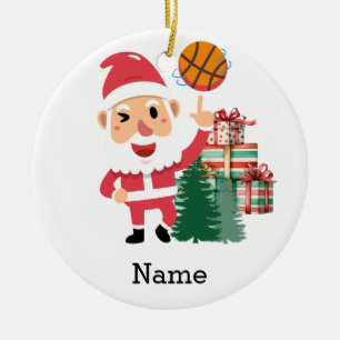 Adorno De Cerámica El baloncesto Santa Claus está jugando con Navidad
