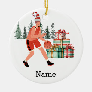 Adorno De Cerámica El baloncesto Santa Claus está jugando con Navidad