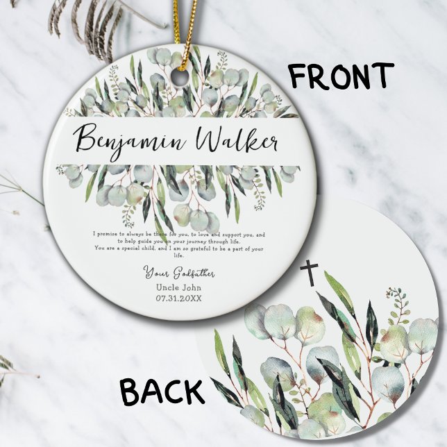 Adorno De Cerámica El bautismo cristiano Eucalyptus deja al padrino (Subido por el creador)