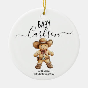 Adorno De Cerámica El bebé llega a Gingerbread Cowboy Keepsake