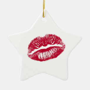 Adorno De Cerámica El Beso, Labios Rojos