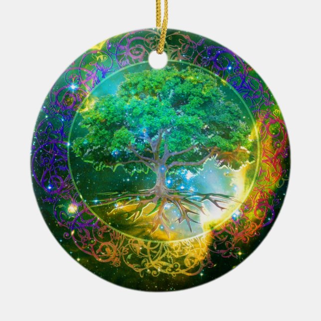 Adorno De Cerámica El bienestar del árbol de la vida (Frente)
