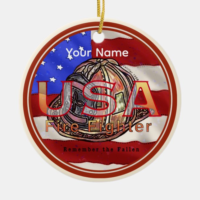 Adorno De Cerámica El bombero recuerda a los caídos (Frente)