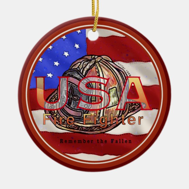 Adorno De Cerámica El bombero recuerda a los caídos (Frente)