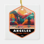 Adorno De Cerámica El bosque nacional de los Ángeles, California Vint<br><div class="desc">Diseño de ilustraciones vectoriales en Ángeles. Se encuentra en las montañas de San Gabriel y Sierra Pelona.</div>