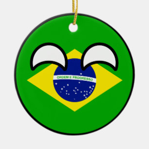 Adorno De Cerámica El Brasil Geeky que tiende divertido Countryball