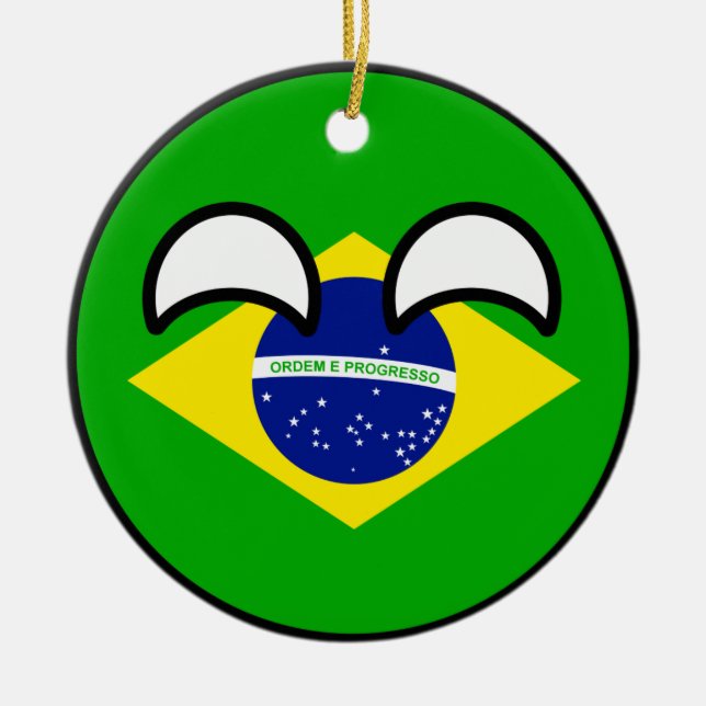Adorno De Cerámica El Brasil Geeky que tiende divertido Countryball (Frente)