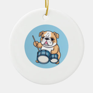 Adorno De Cerámica El Bulldog Bateria Ritmos y Bulldog Grooves 