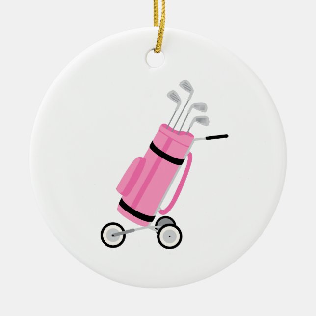 Adorno De Cerámica El Caddy de Golf Rosa (Frente)