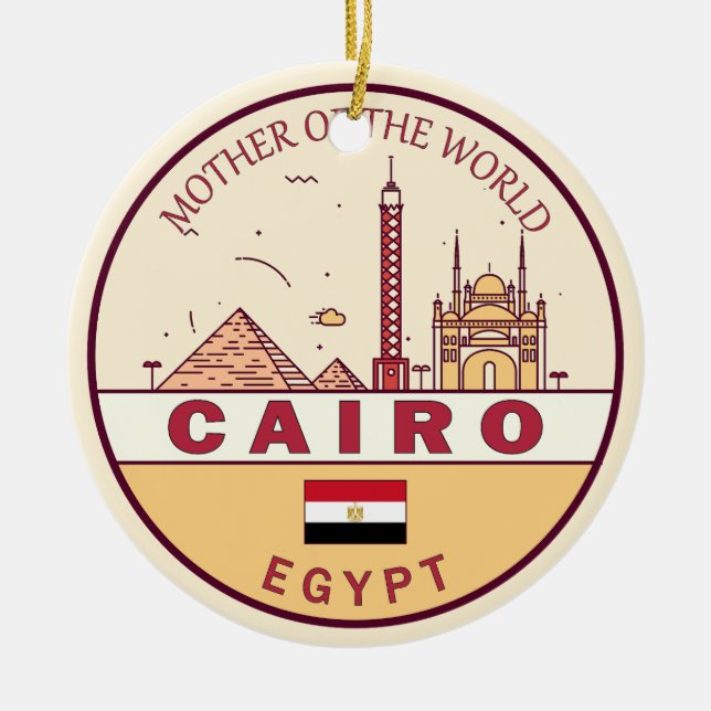 Adorno De Cerámica El Cairo: El emblema de la ciudad de Egipto (Frente)