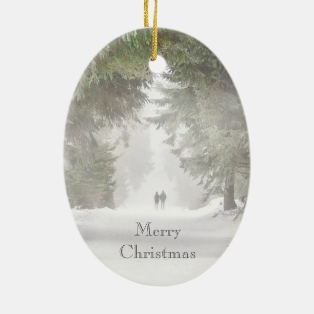 Adorno De Cerámica El caminar en la nieve