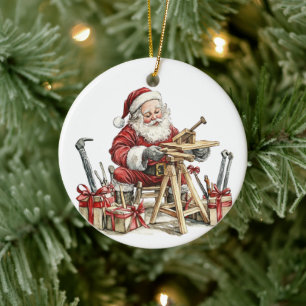 Adorno De Cerámica El carpintero favorito de Santa personalizado