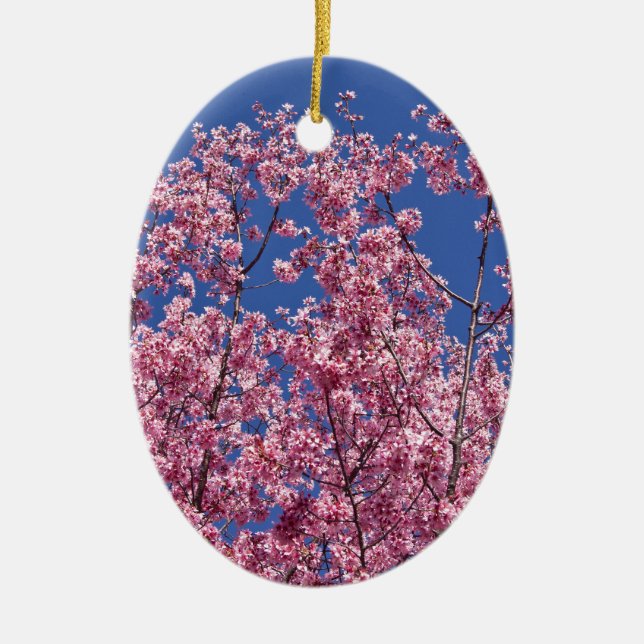 Adorno De Cerámica El cerezo Sakura florece en el azul (Frente)