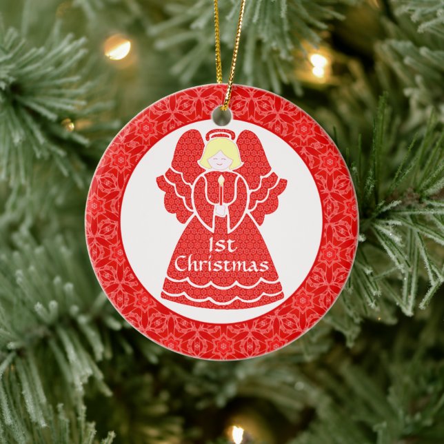 Adorno De Cerámica El Chica del bebé, primer Navidad Ángel (Árbol)