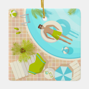 Adorno De Cerámica El chico de la piscina en vacaciones de playa de v