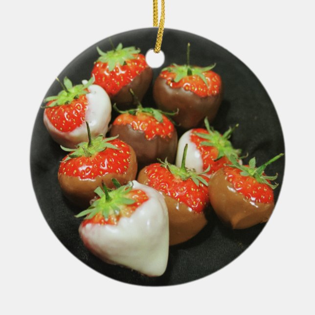 Adorno De Cerámica El chocolate sumergió las fresas (Frente)