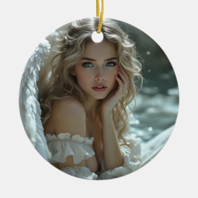 Adorno De Cerámica El cielo en sus ojos: Ángel de la maravilla tranqu (Frente)