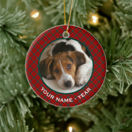 Adorno De Cerámica El clan Scott Red y Green Scottish plaid Photo
