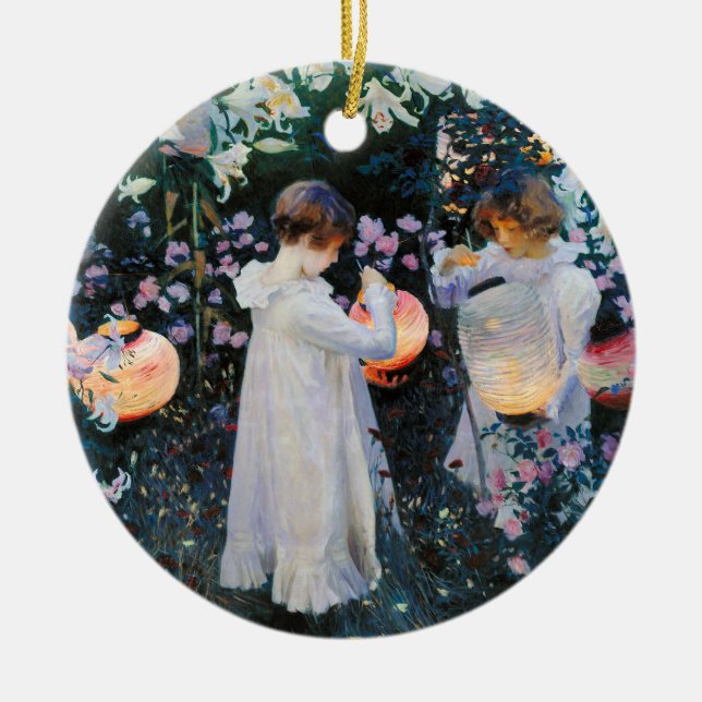 Adorno De Cerámica El clavel, lirio, lirio, subió - a John Singer (Frente)