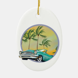 Adorno De Cerámica El coche clásico al atardecer