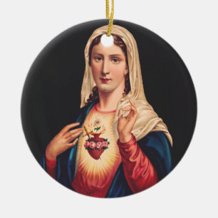 Adorno De Cerámica El corazón inmaculado de María