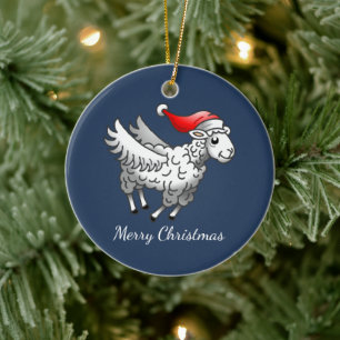 Adorno De Cerámica El Cordero de Navidad de Santa