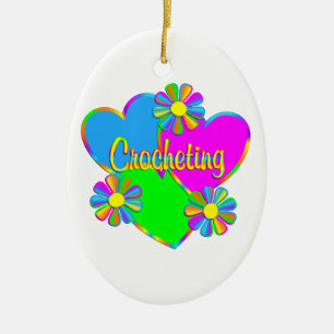 Adorno De Cerámica El Crocheting del amor