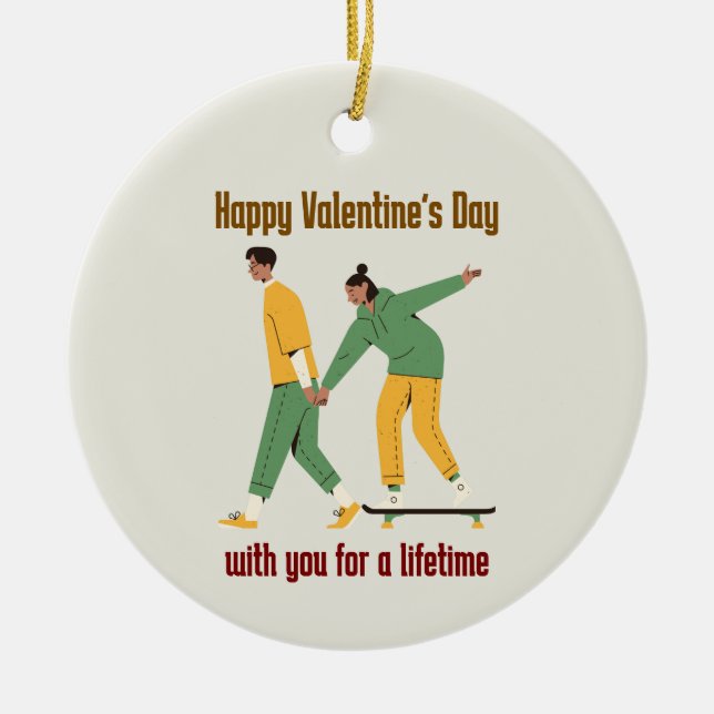 Adorno De Cerámica El día de San Valentín Cute Couple (Frente)