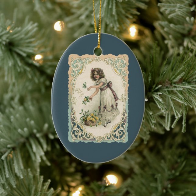 Adorno De Cerámica El día de San Valentín de época, Chica victoriano  (Árbol)