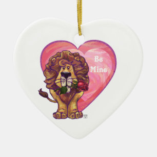 Adorno De Cerámica El día de San Valentín de leones