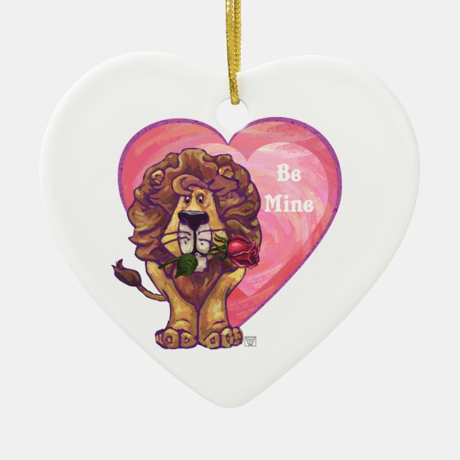 Adorno De Cerámica El día de San Valentín de leones (Frente)