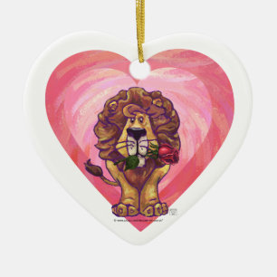 Adorno De Cerámica El día de San Valentín de leones