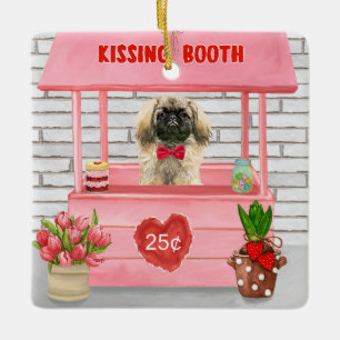 Adorno De Cerámica el día de San Valentín de perros pekingese besando