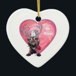 Adorno De Cerámica El día de San Valentín de renos<br><div class="desc">Desfile Animal Romántico de Renos Amor y Corazones Regalos y Accesorios del Día de San Valentín presenta nuestra divertida obra de arte de un lindo reno sosteniendo a un rosa de bonito en la boca con sus corazones púrpura, rojo y rosado en capas, creada por nuestro talentoso artista, Traci Van...</div>