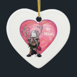 Adorno De Cerámica El día de San Valentín de renos<br><div class="desc">Desfile Animal Romántico de Renos Amor y Corazones Regalos y Accesorios del Día de San Valentín presenta nuestra divertida obra de arte de un lindo reno sosteniendo a un rosa de bonito en la boca con sus corazones púrpura, rojo y rosado en capas, creada por nuestro talentoso artista, Traci Van...</div>