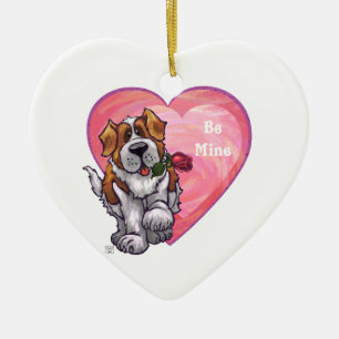 Adorno De Cerámica El día de San Valentín de St. Bernard
