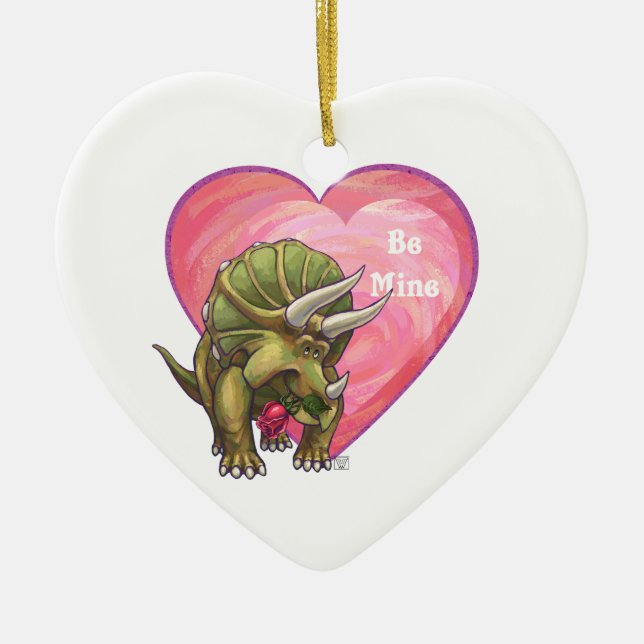 Adorno De Cerámica El día de San Valentín de Triceratops (Frente)
