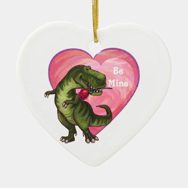 Adorno De Cerámica El día de San Valentín de Tyrannosaurus (Frente)