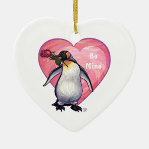 Adorno De Cerámica El día de San Valentín Penguin