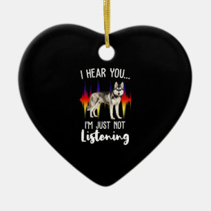 Adorno De Cerámica El divertido Husky Siberiano te escucha